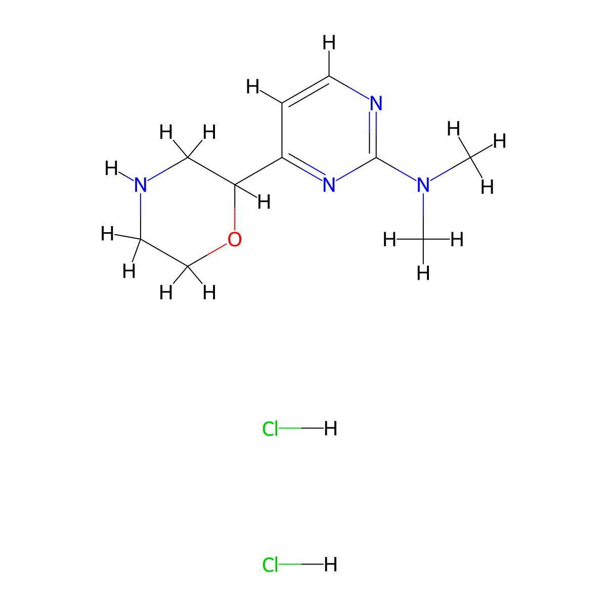 N,N-dimethyl-4-(morpholin-2-yl)pyrimidin-2-amine dihydrochloride molecular structure, CAS 1361112-45-9