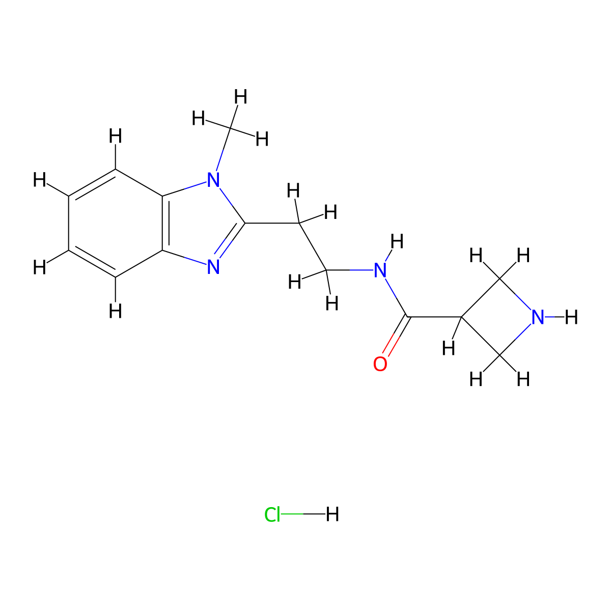 N-(2-(1-Methyl-1H-benzo[d]imidazol-2-yl)ethyl)azetidine-3-carboxamide hydrochloride molecular structure, CAS 1361112-47-1