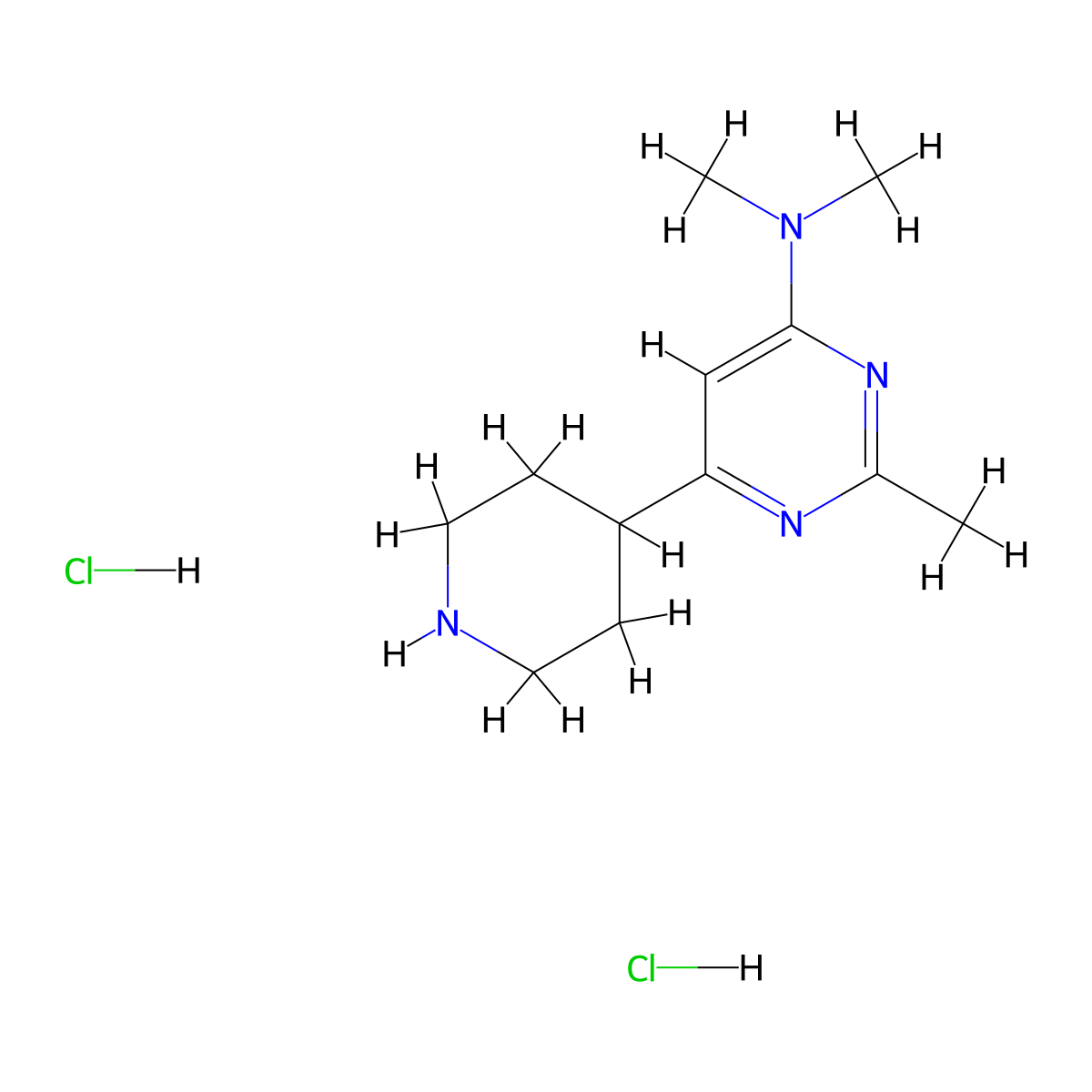 N,N,2-trimethyl-6-(piperidin-4-yl)pyrimidin-4-amine dihydrochloride molecular structure, CAS 1361112-50-6