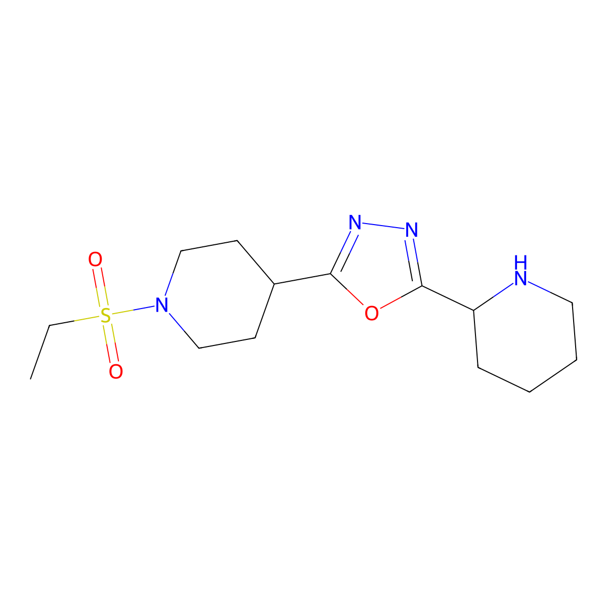 2-(1-(Ethylsulfonyl)piperidin-4-yl)-5-(piperidin-2-yl)-1,3,4-oxadiazole molecular structure, CAS 1361112-54-0