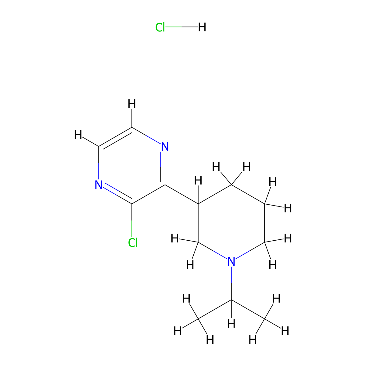 2-Chloro-3-(1-isopropylpiperidin-3-yl)pyrazine hydrochloride molecular structure, CAS 1361112-55-1