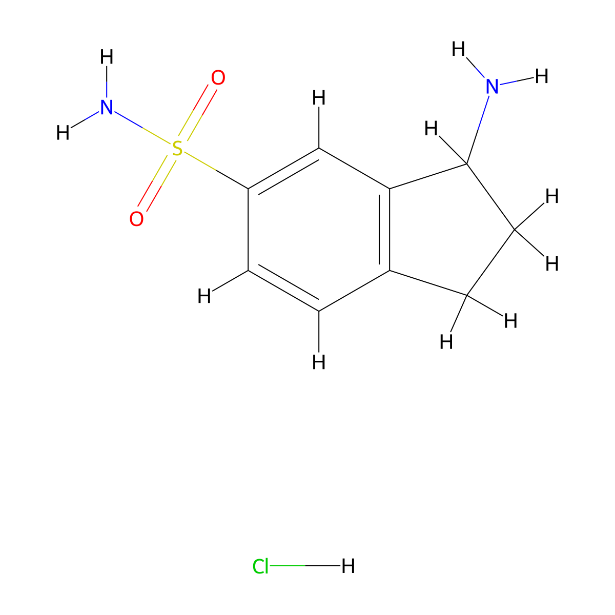 3-amino-2,3-dihydro-1H-indene-5-sulfonamide hydrochloride molecular structure, CAS 1361112-71-1