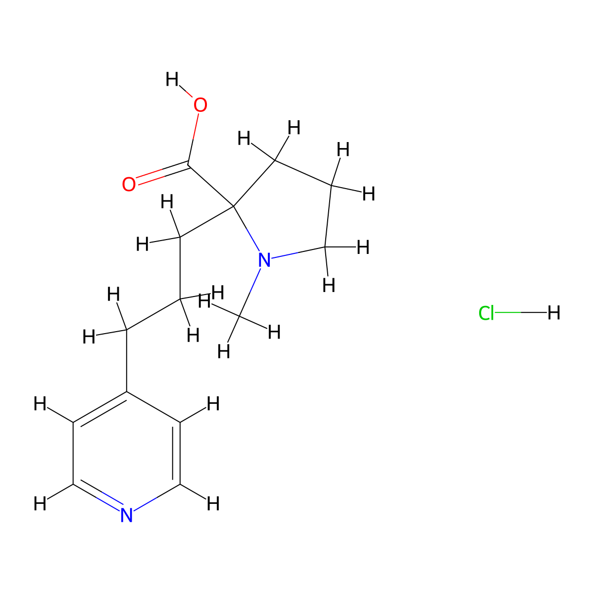 1-Methyl-2-(3-(pyridin-4-yl)propyl)pyrrolidine-2-carboxylic acid hydrochloride molecular structure, CAS 1361112-75-5
