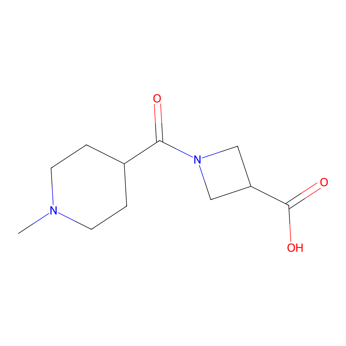 1-(1-Methylpiperidine-4-carbonyl)azetidine-3-carboxylic acid molecular structure, CAS 1361112-76-6