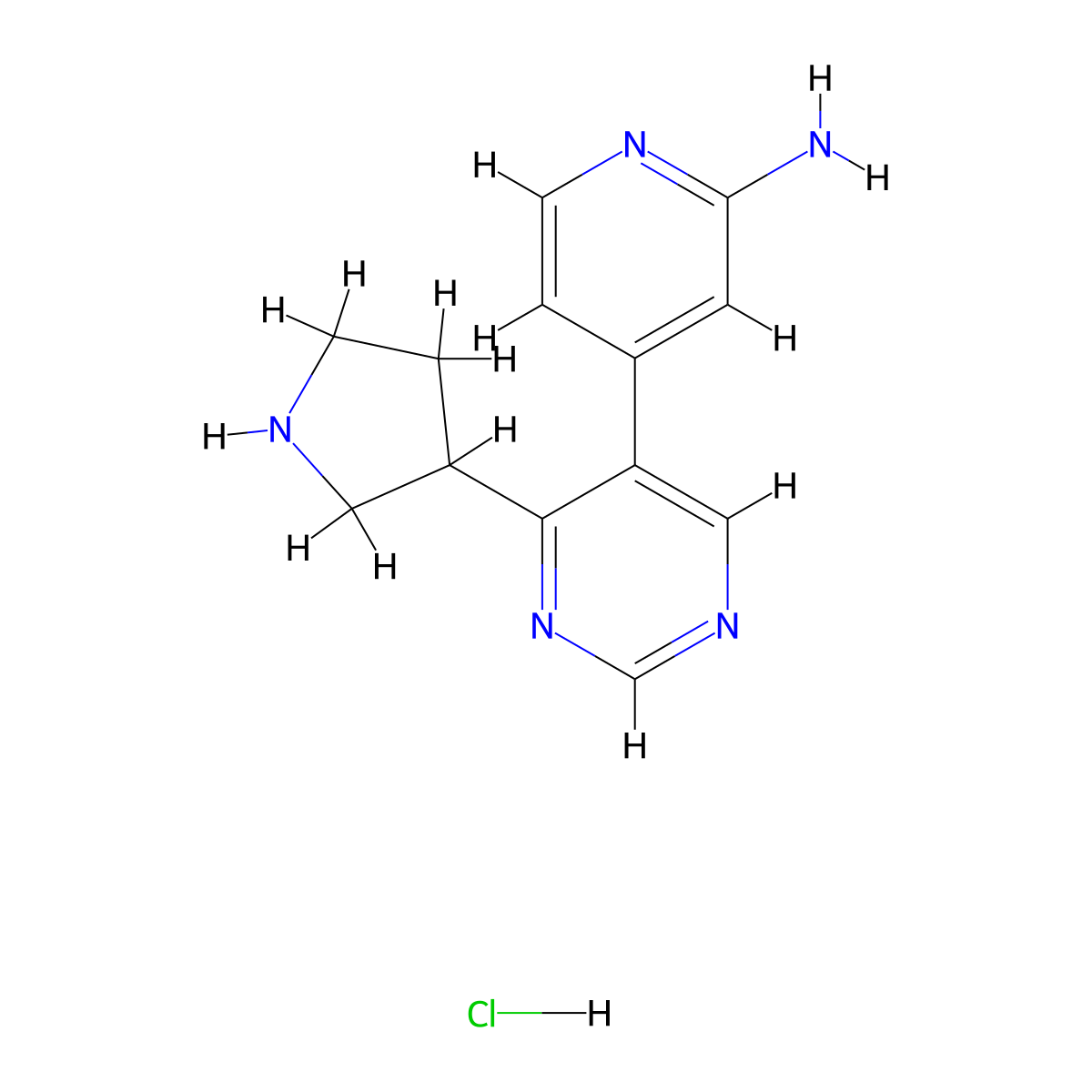 4-(4-(Pyrrolidin-3-yl)pyrimidin-5-yl)pyridin-2-amine hydrochloride molecular structure, CAS 1361112-78-8