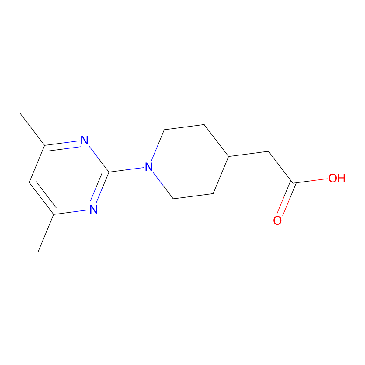 [1-(4,6-Dimethyl-pyrimidin-2-yl)-piperidin-4-yl]-acetic acid molecular structure, CAS 1361112-79-9