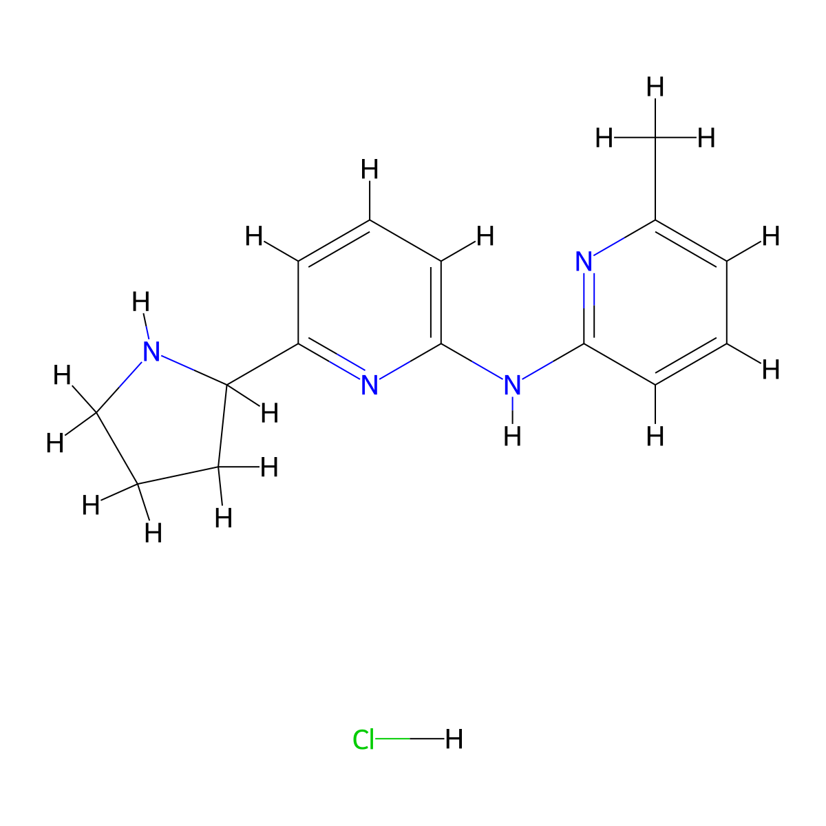 (6-Methyl-pyridin-2-yl)-(6-pyrrolidin-2-yl-pyridin-2-yl)-amine hydrochloride molecular structure, CAS 1361112-85-7