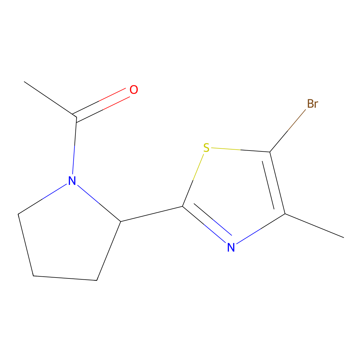 2-(1-Acetylpyrrolidin-2-yl)-5-bromo-4-methyl-1,3-thiazole molecular structure, CAS 1361112-87-9