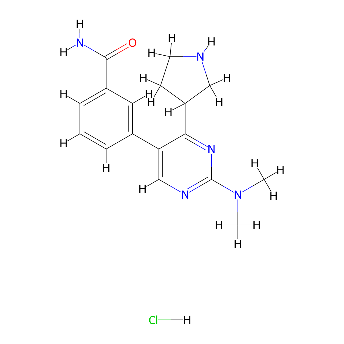 3-(2-Dimethylamino-4-pyrrolidin-3-yl-pyrimidin-5-yl)-benzamide hydrochloride molecular structure, CAS 1361112-95-9