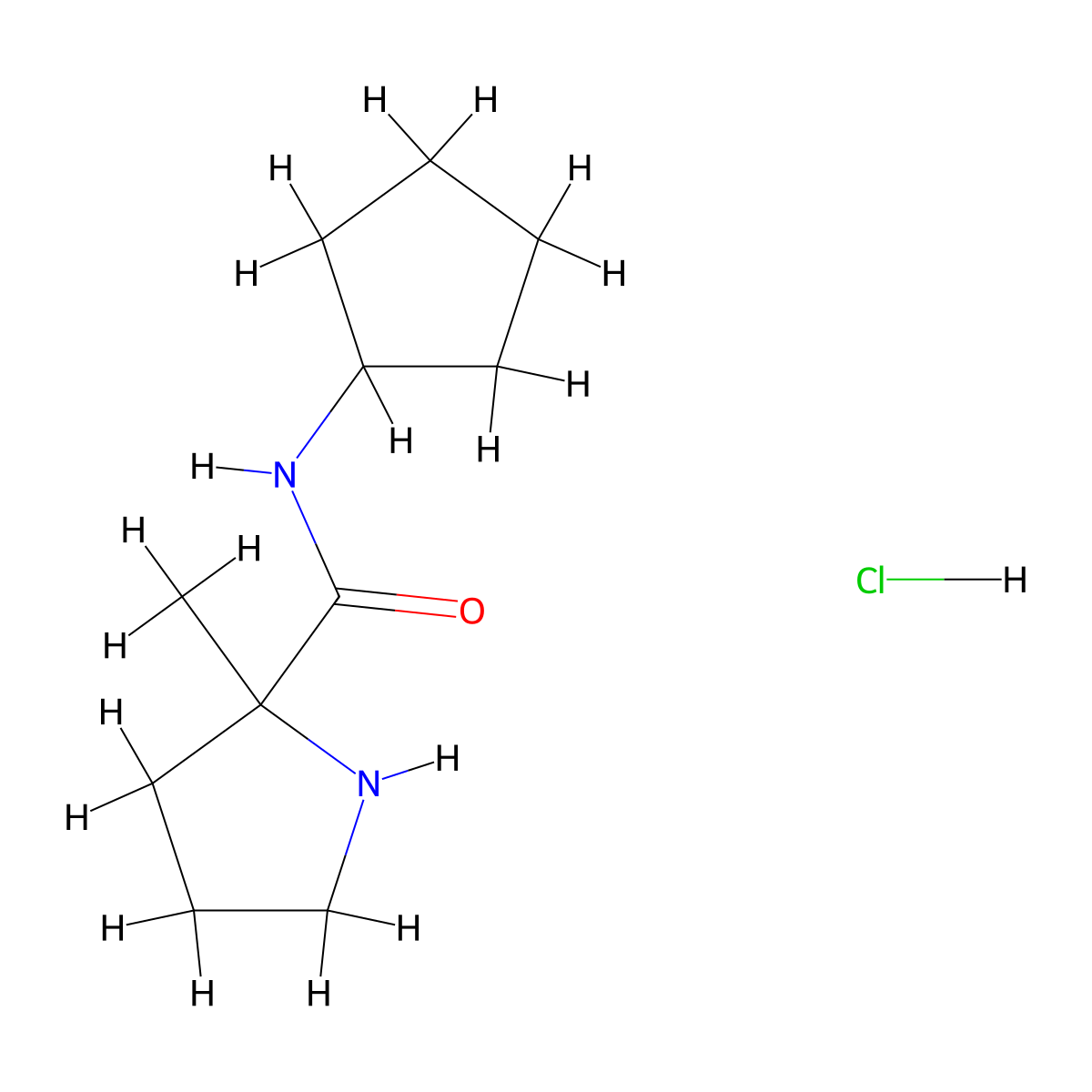 N-cyclopentyl-2-methylpyrrolidine-2-carboxamide hydrochloride molecular structure, CAS 1361112-98-2