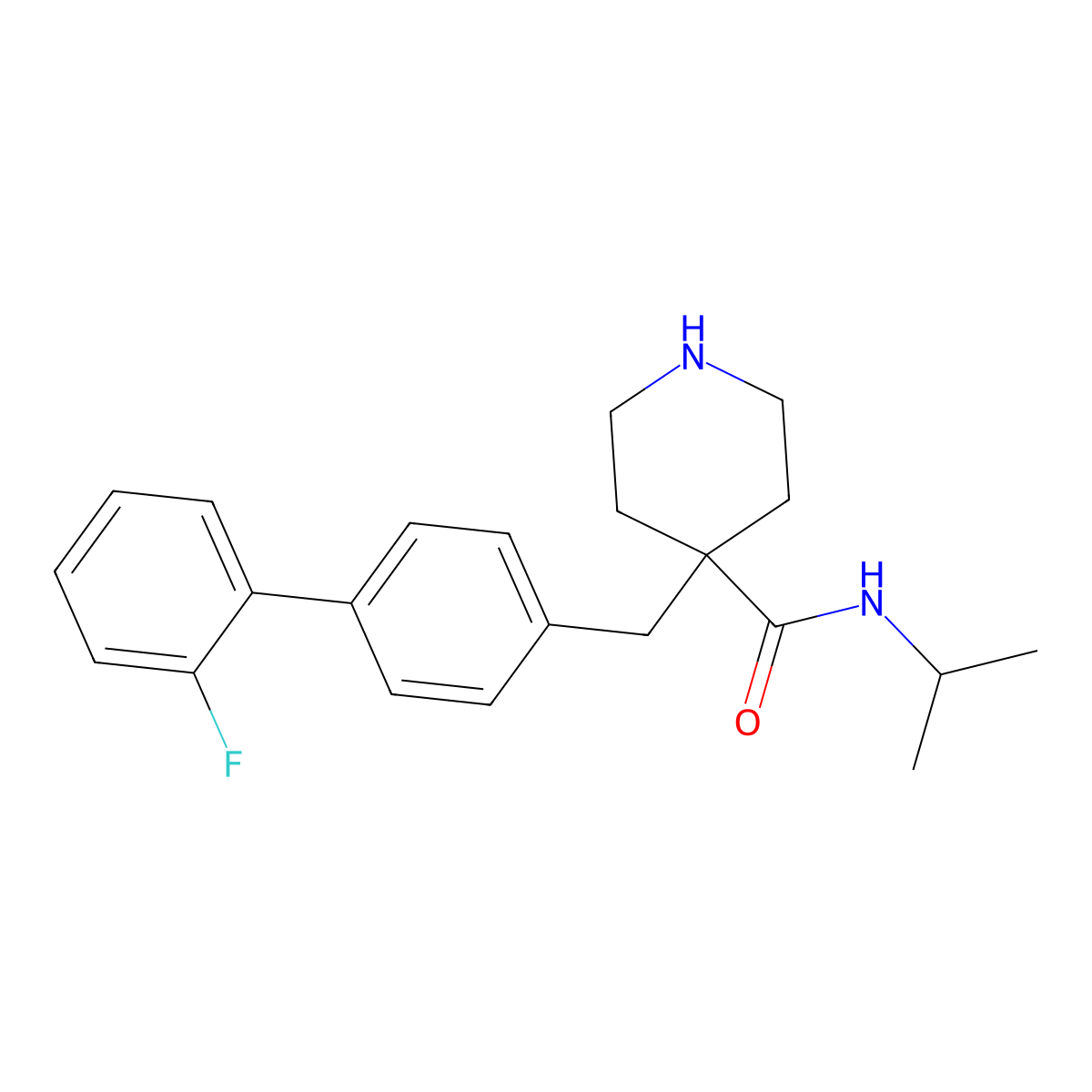 4-(2'-Fluoro-biphenyl-4-ylmethyl)-piperidine-4-carboxylic acid isopropylamide molecular structure, CAS 1361113-03-2