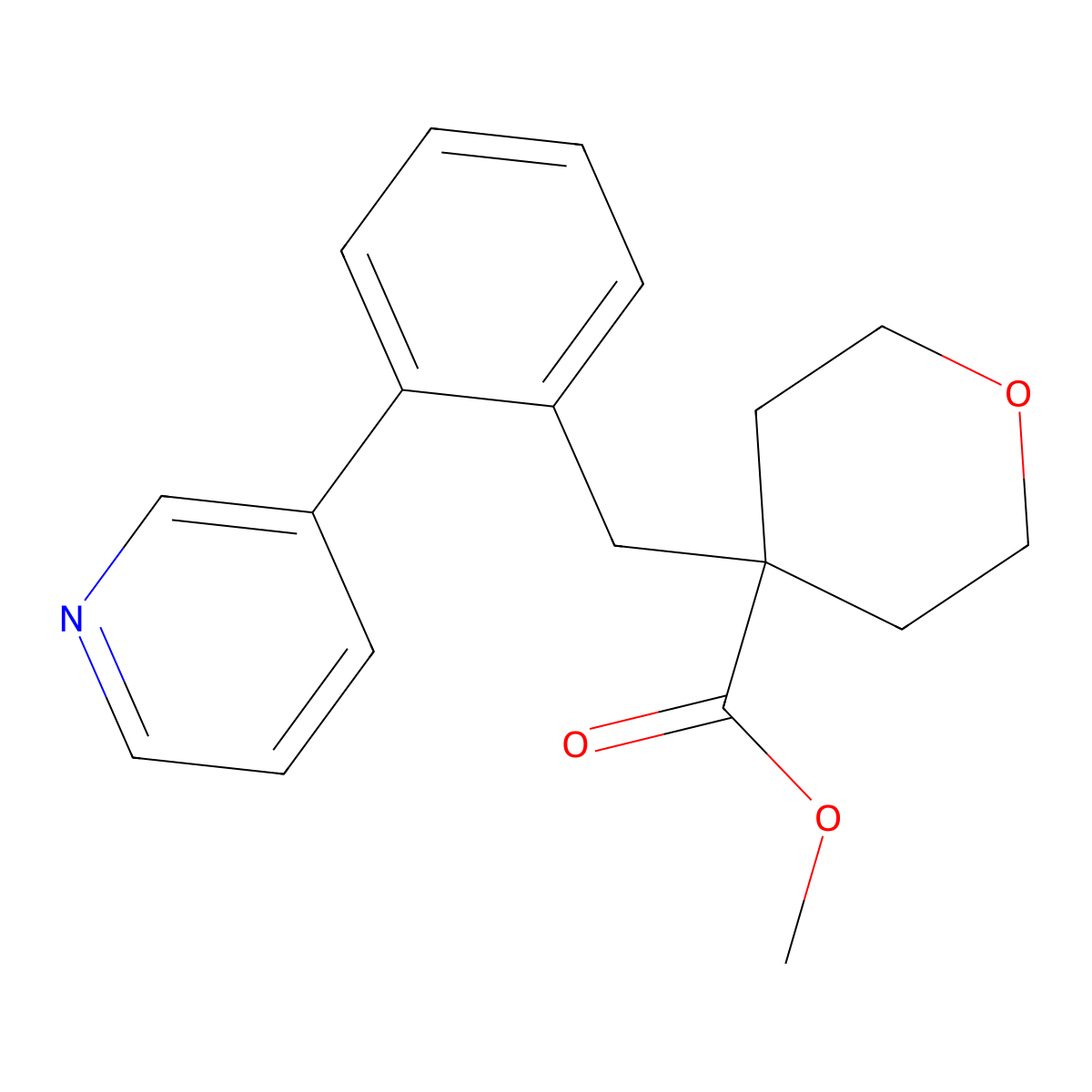 Methyl 4-(2-(pyridin-3-yl)benzyl)tetrahydro-2H-pyran-4-carboxylate molecular structure, CAS 1361113-04-3