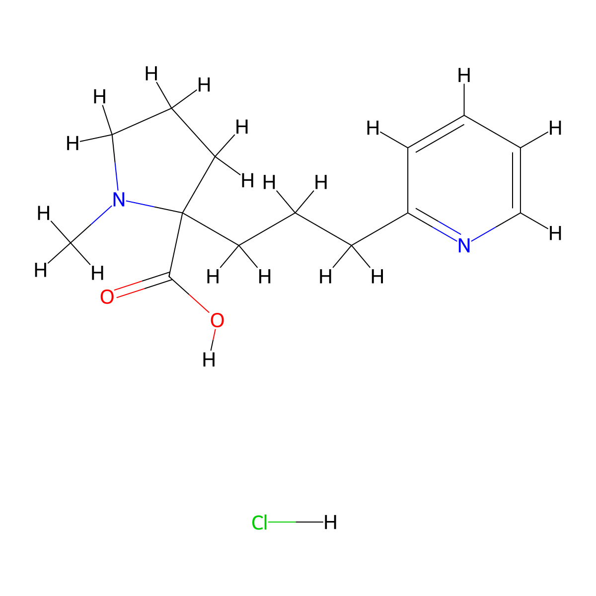1-Methyl-2-(3-(pyridin-2-yl)propyl)pyrrolidine-2-carboxylic acid hydrochloride molecular structure, CAS 1361113-06-5
