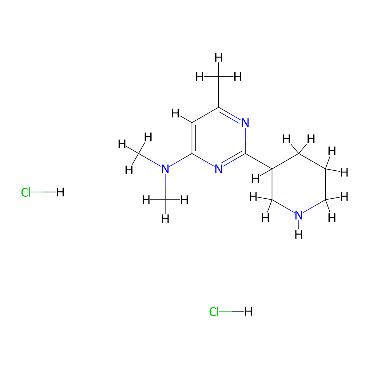 N,N,6-trimethyl-2-(piperidin-3-yl)pyrimidin-4-amine dihydrochloride molecular structure, CAS 1361113-30-5