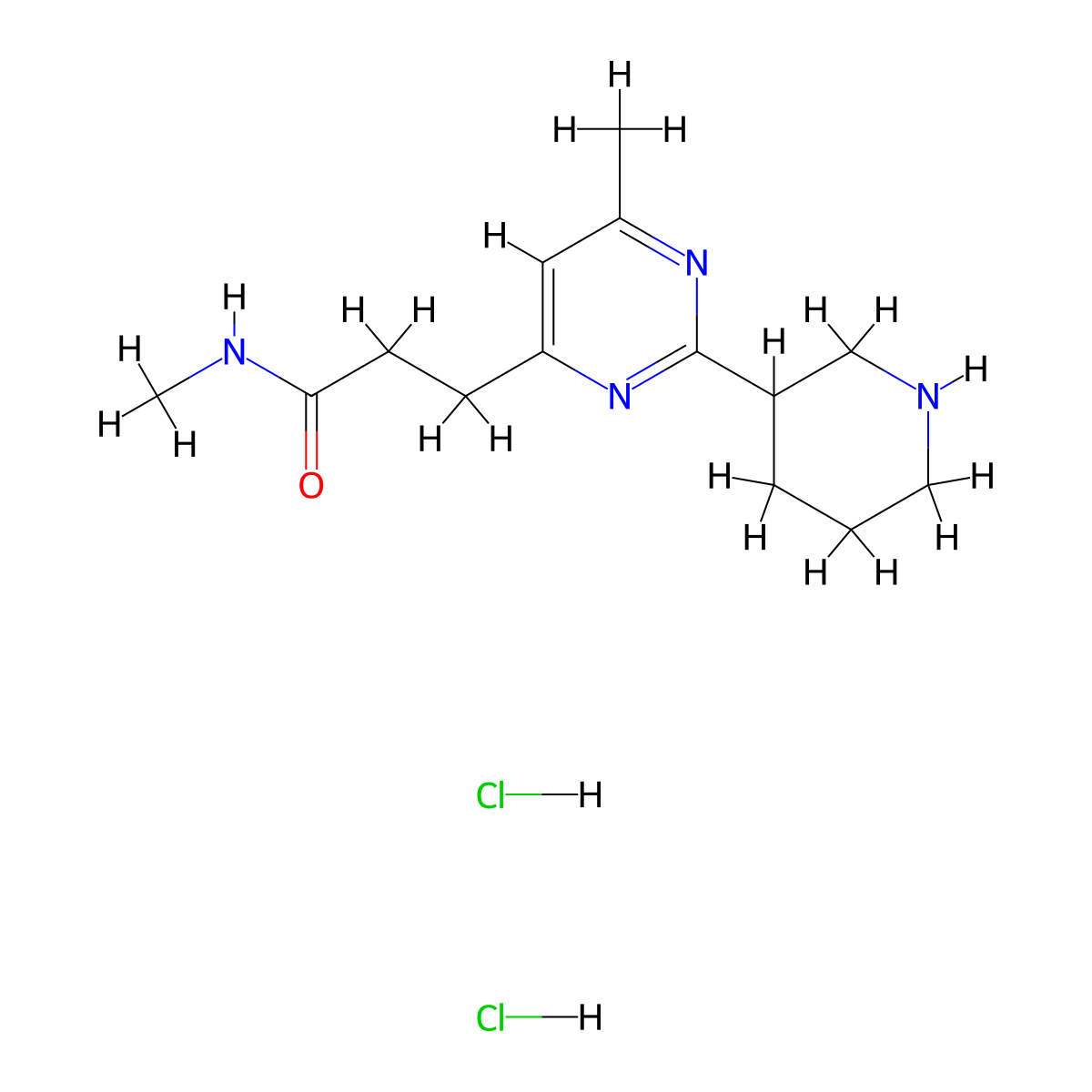 N-Methyl-3-(6-methyl-2-(piperidin-3-yl)pyrimidin-4-yl)propanamide dihydrochloride molecular structure, CAS 1361113-31-6
