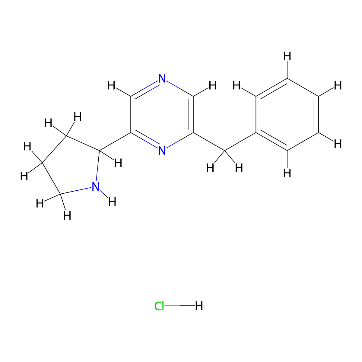 2-Benzyl-6-(pyrrolidin-2-yl)pyrazine hydrochloride molecular structure, CAS 1361113-35-0