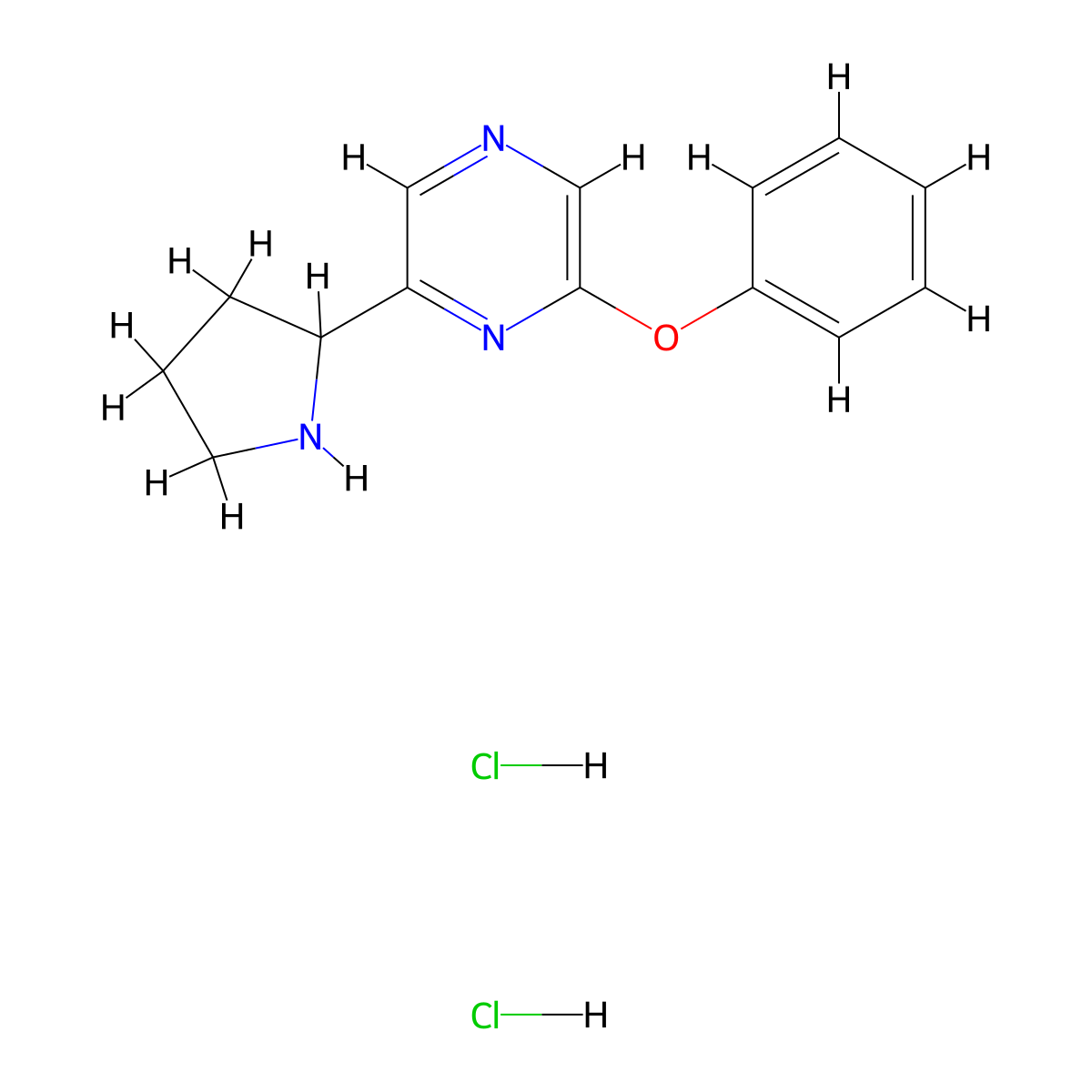 2-Phenoxy-6-(pyrrolidin-2-yl)pyrazine dihydrochloride molecular structure, CAS 1361113-41-8