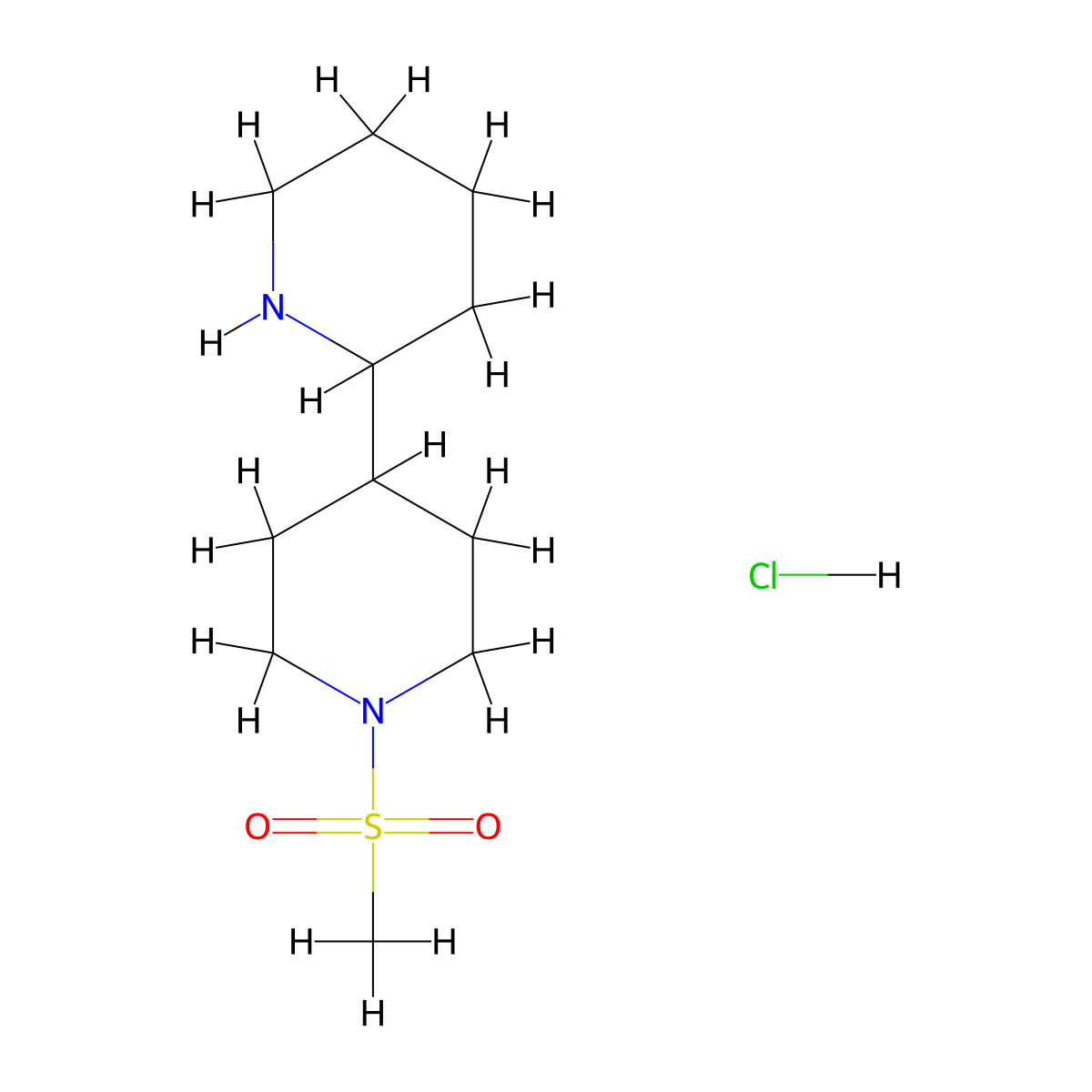 1'-Methanesulfonyl-[2,4']bipiperidinylhydrochloride molecular structure, CAS 1361113-42-9