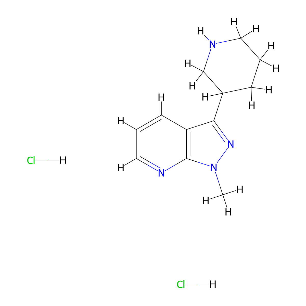 1-Methyl-3-(piperidin-3-yl)-1H-pyrazolo[3,4-b]pyridine dihydrochloride molecular structure, CAS 1361113-44-1
