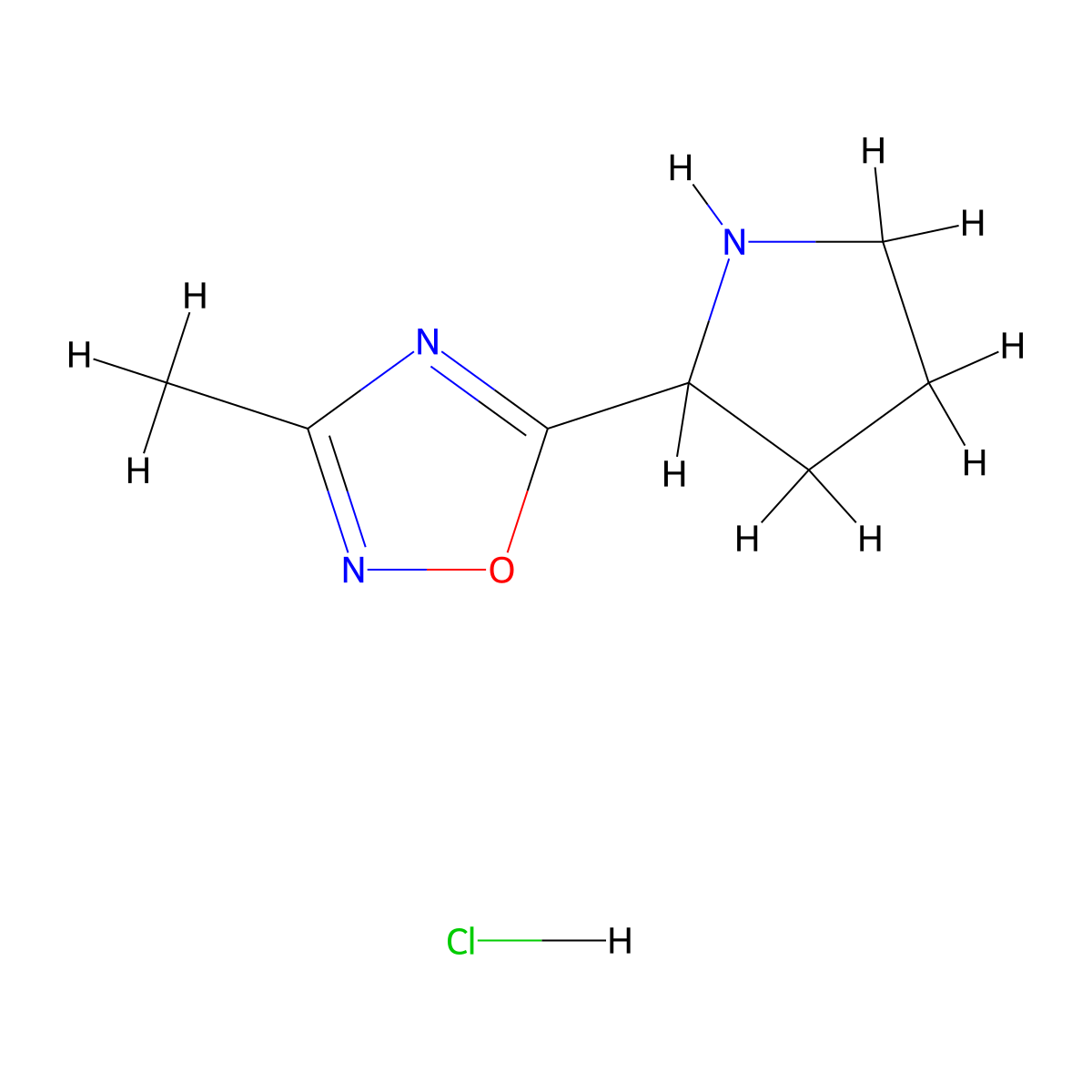 3-Methyl-5-(pyrrolidin-2-yl)-1,2,4-oxadiazole hydrochloride molecular structure, CAS 1361113-45-2