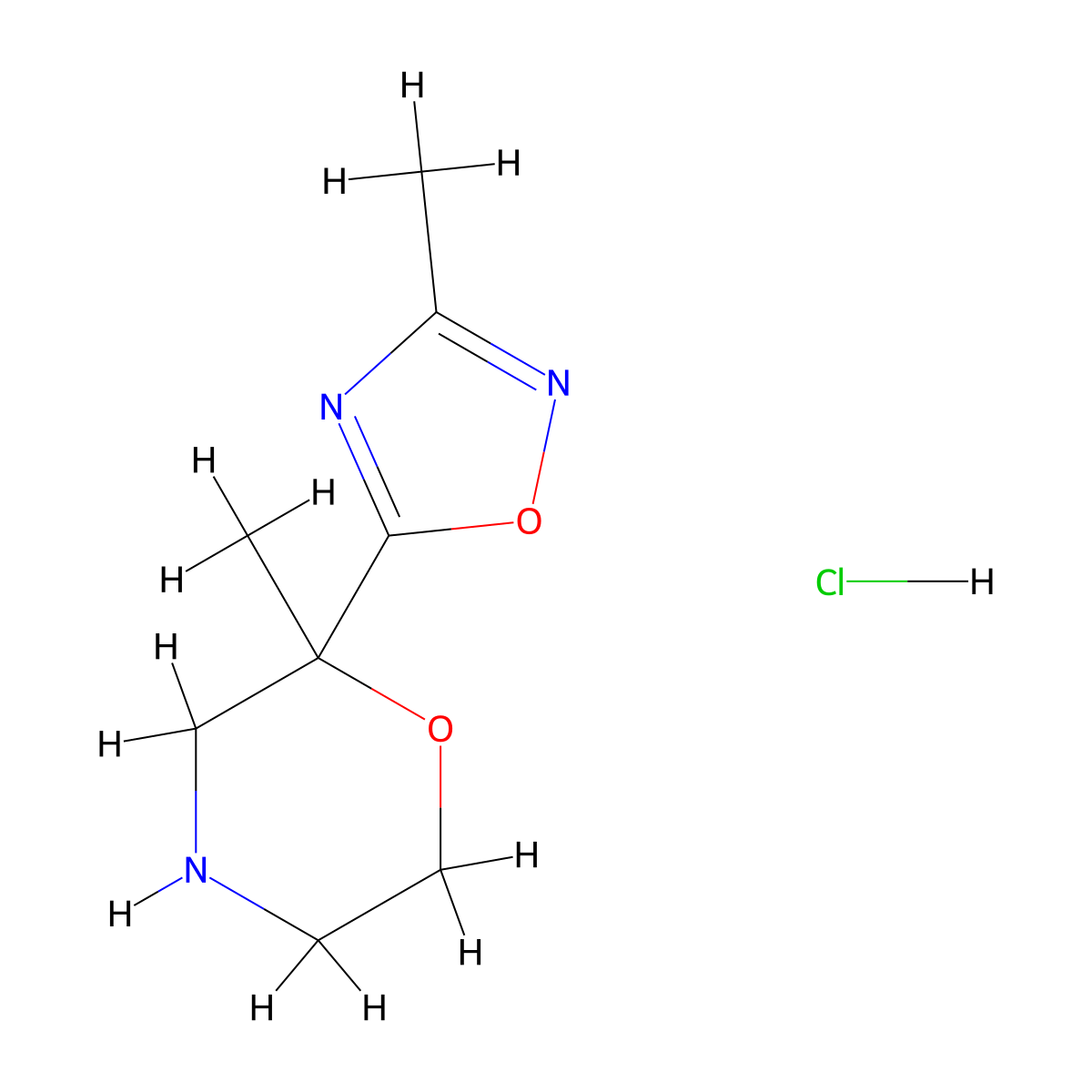 2-Methyl-2-(3-methyl-1,2,4-oxadiazol-5-yl)morpholine hydrochloride molecular structure, CAS 1361113-47-4