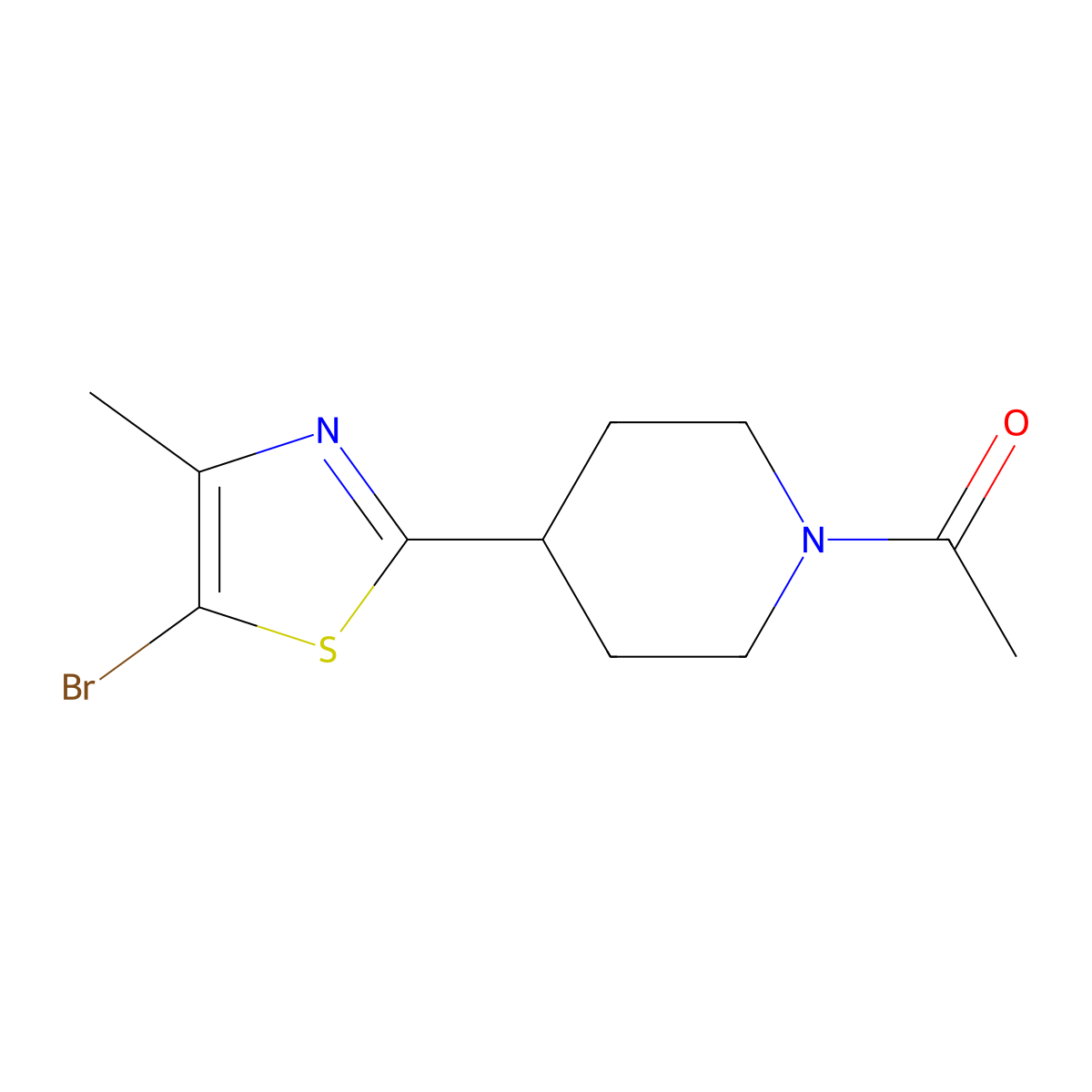 1-(4-(5-Bromo-4-methylthiazol-2-yl)piperidin-1-yl)ethanone molecular structure, CAS 1361113-49-6