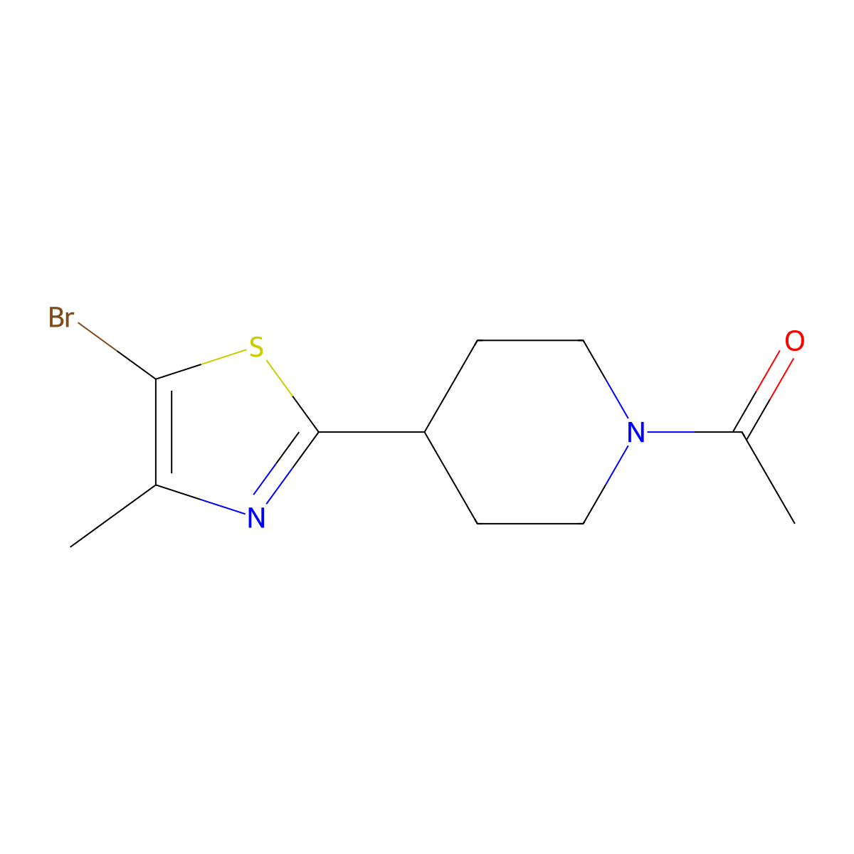 1-(4-(5-Bromo-4-methylthiazol-2-yl)piperidin-1-yl)ethanone molecular structure, CAS 1361113-49-6
