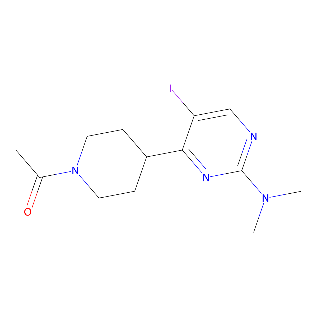 1-(4-(2-(Dimethylamino)-5-iodopyrimidin-4-yl)piperidin-1-yl)ethanone molecular structure, CAS 1361113-50-9