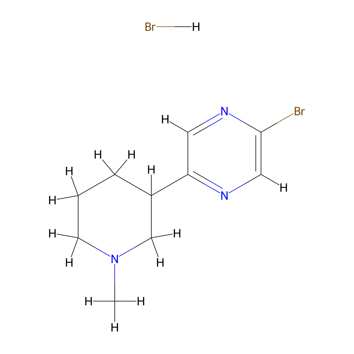 2-Bromo-5-(1-methylpiperidin-3-yl)pyrazine hydrobromide molecular structure, CAS 1361113-51-0