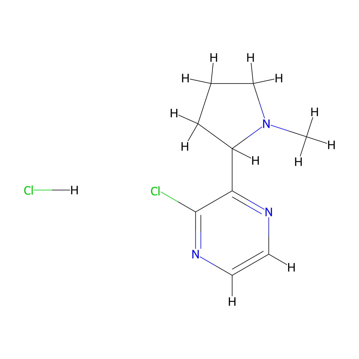 2-Chloro-3-(1-methylpyrrolidin-2-yl)pyrazine hydrochloride molecular structure, CAS 1361113-58-7
