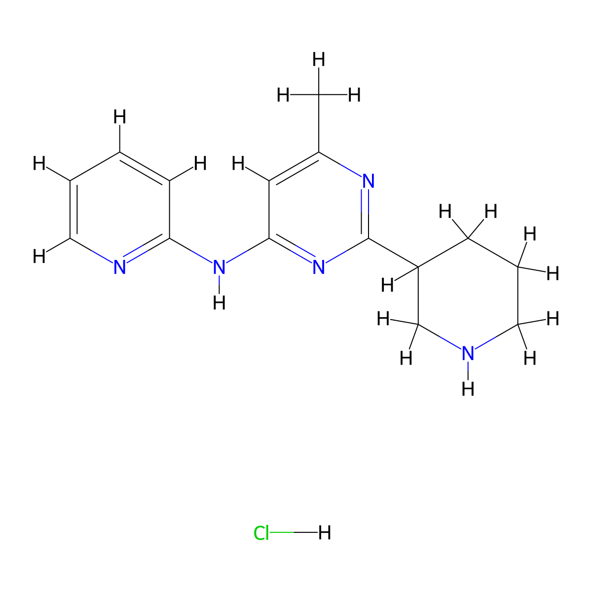 6-methyl-2-(piperidin-3-yl)-N-(pyridin-2-yl)pyrimidin-4-amine hydrochloride molecular structure, CAS 1361113-60-1