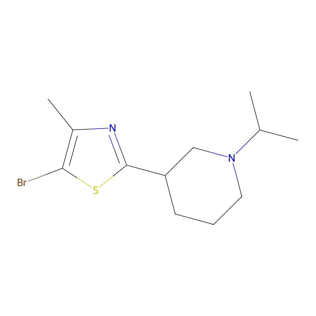 3-(5-Bromo-4-methyl-thiazol-2-yl)-1-isopropyl-piperidine molecular structure, CAS 1361113-61-2
