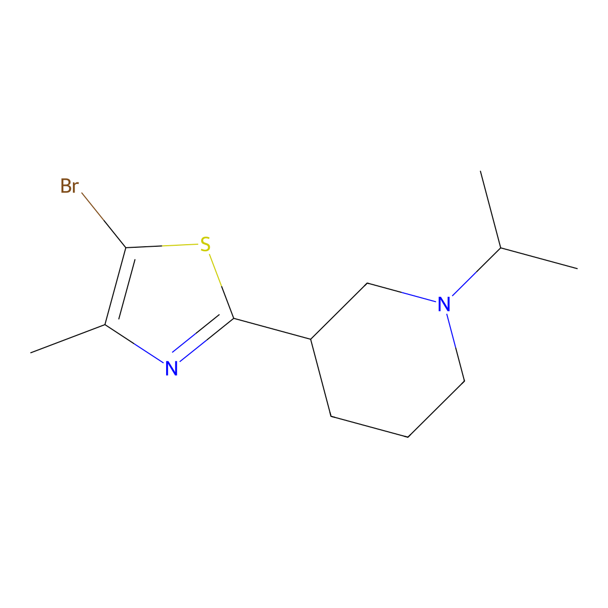 3-(5-Bromo-4-methyl-thiazol-2-yl)-1-isopropyl-piperidine molecular structure, CAS 1361113-61-2