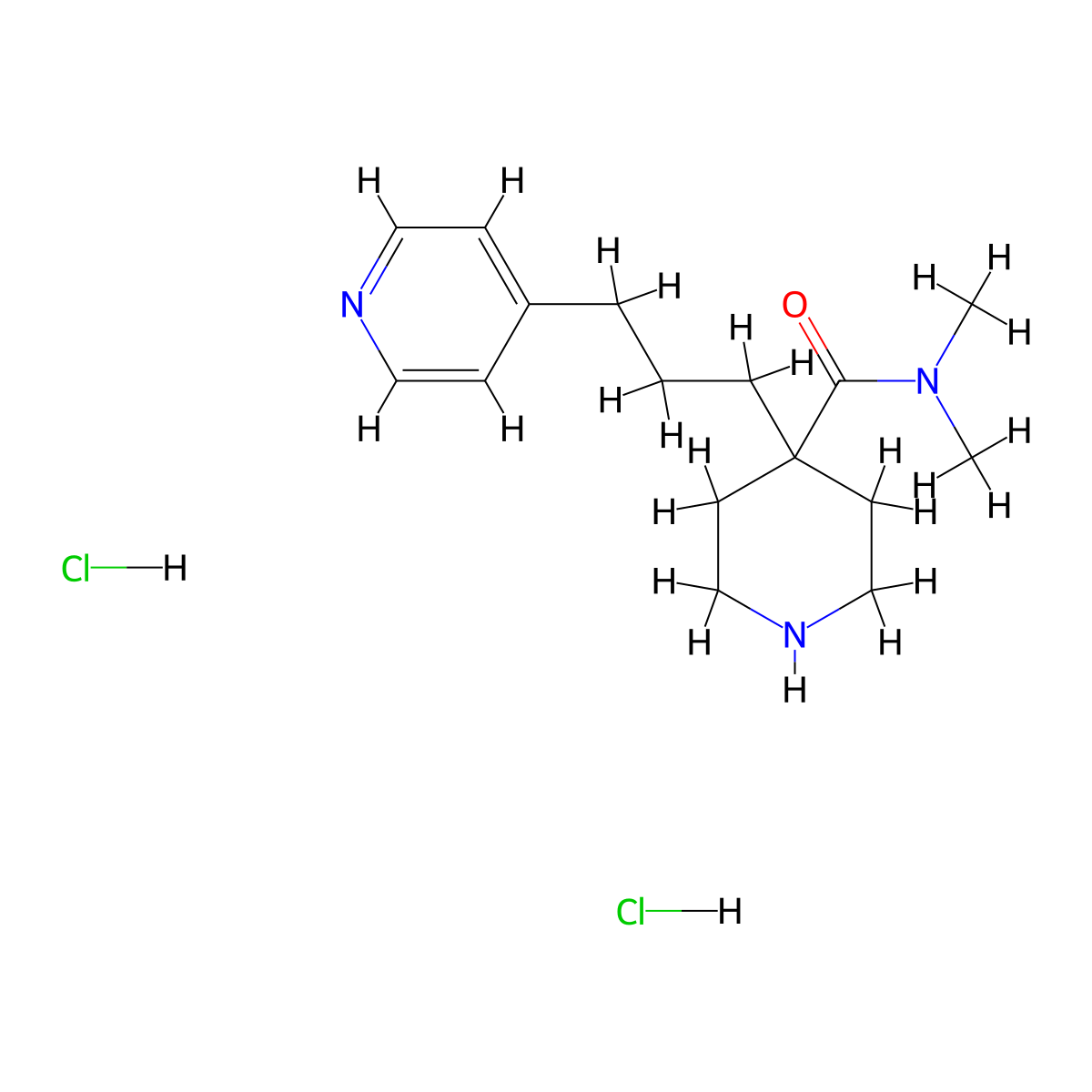 N,N-Dimethyl-4-(3-(pyridin-4-yl)propyl)piperidine-4-carboxamide dihydrochloride molecular structure, CAS 1361113-66-7