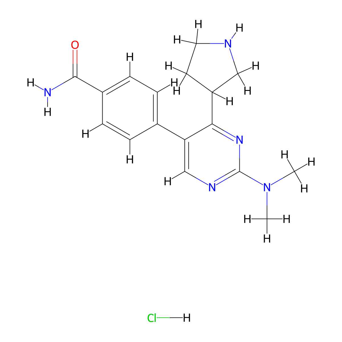 4-(2-(Dimethylamino)-4-(pyrrolidin-3-yl)pyrimidin-5-yl)benzamide hydrochloride molecular structure, CAS 1361113-68-9