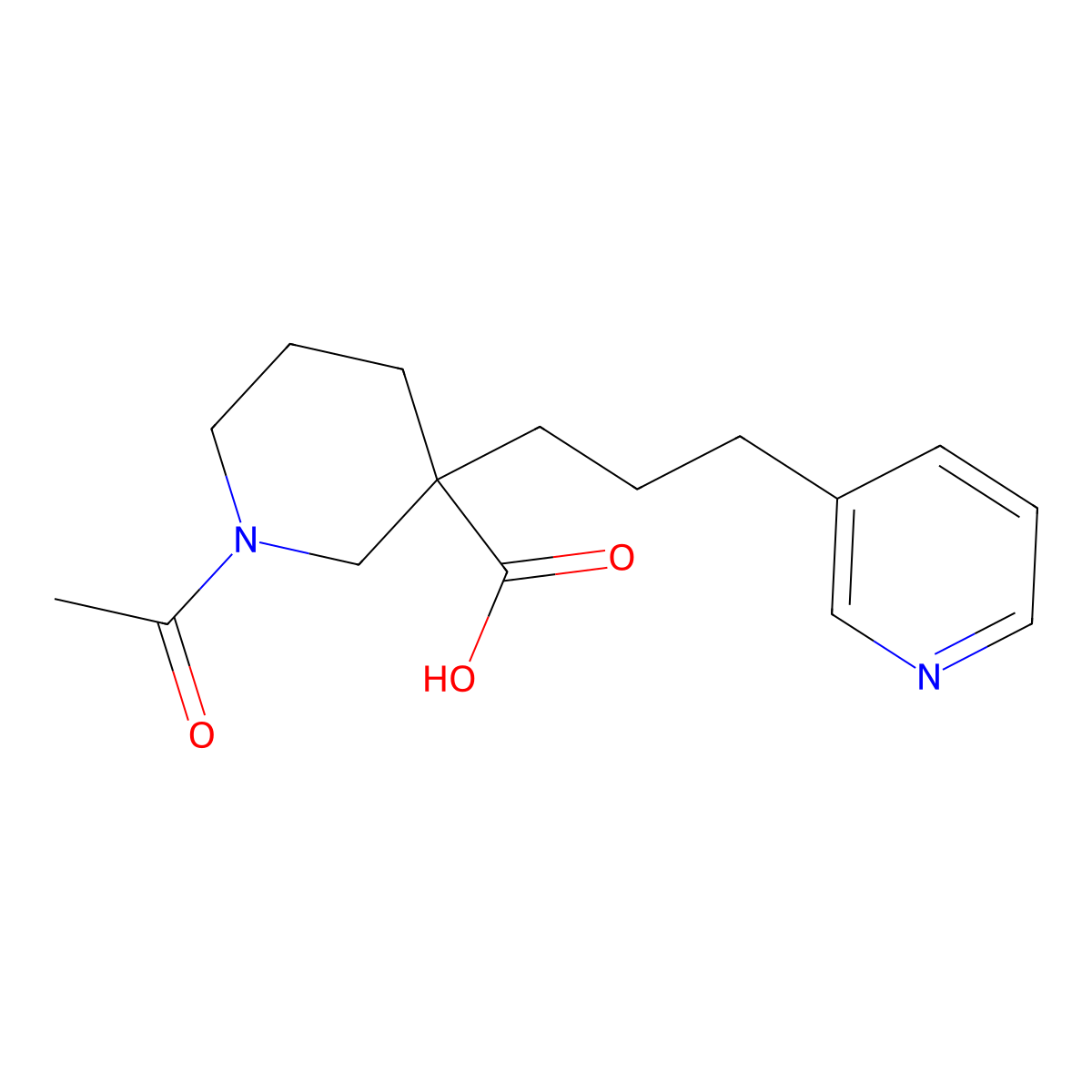 1-Acetyl-3-(3-pyridin-3-ylpropyl)piperidine-3-carboxylic acid molecular structure, CAS 1361113-69-0