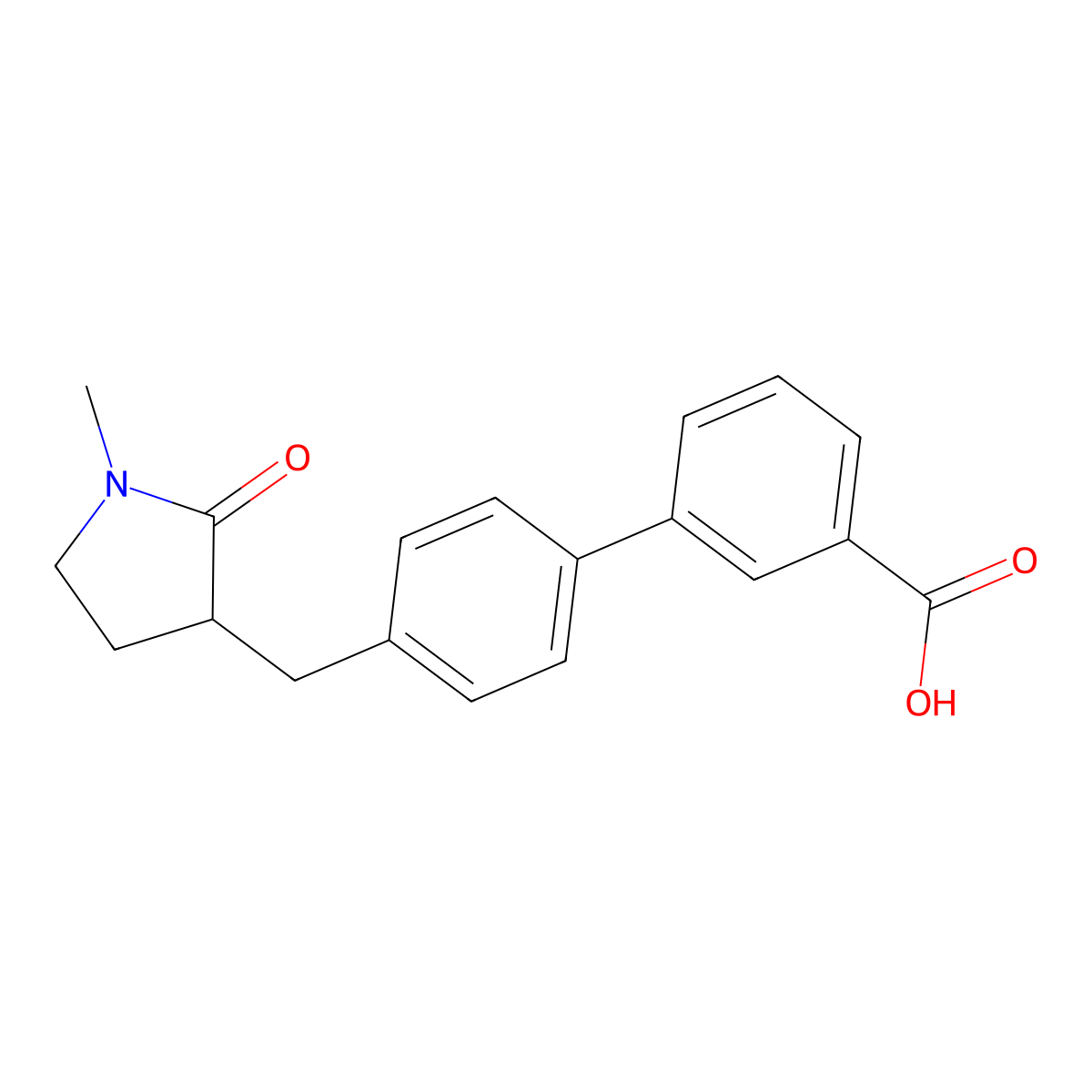 3-[4-[(1-Methyl-2-oxopyrrolidin-3-yl)methyl]phenyl]benzoic acid molecular structure, CAS 1361113-74-7