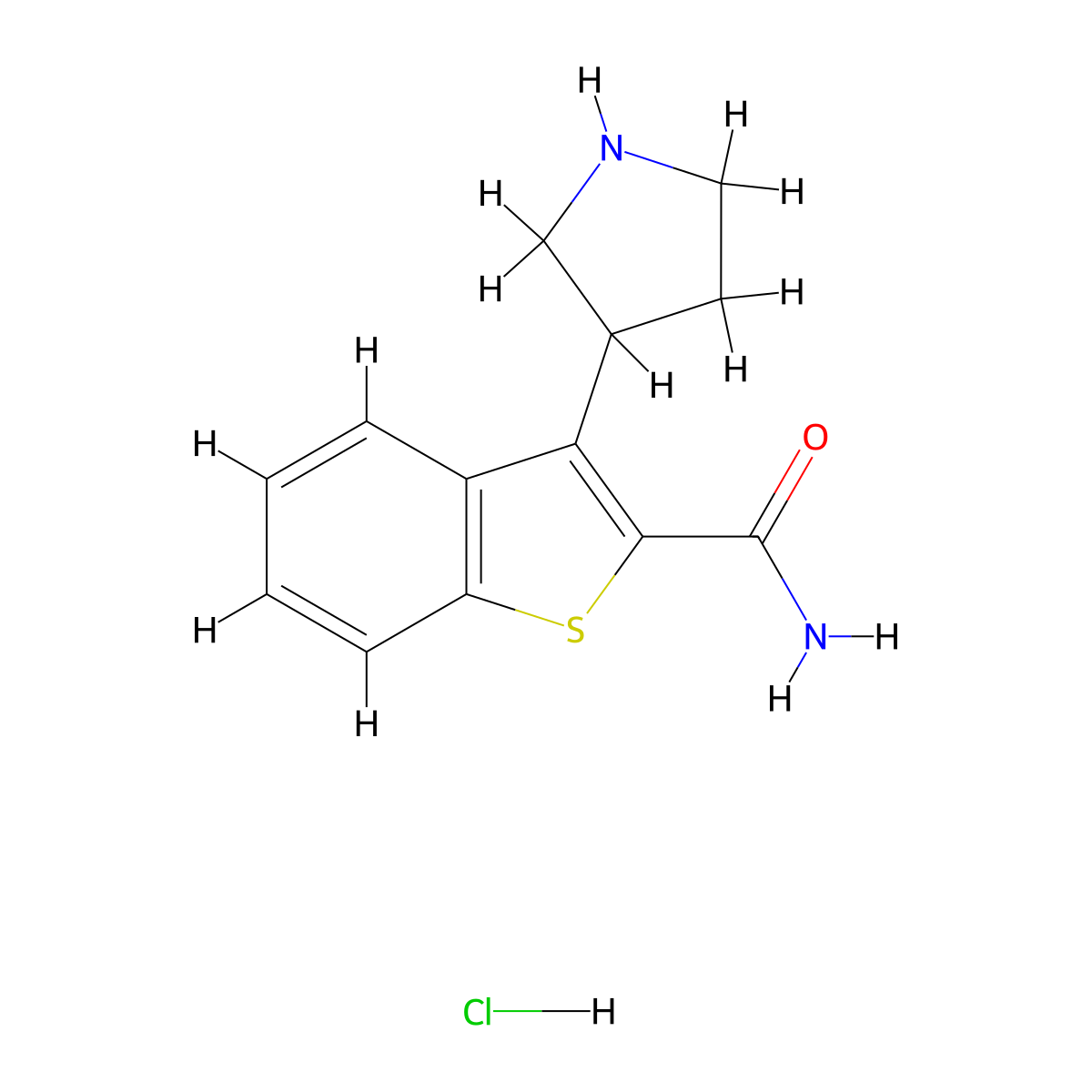 3-(Pyrrolidin-3-yl)benzo[b]thiophene-2-carboxamide hydrochloride molecular structure, CAS 1361113-93-0