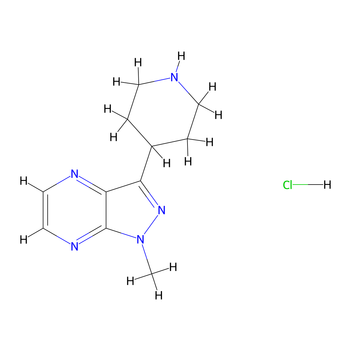 1-Methyl-3-piperidin-4-yl-1H-pyrazolo[3,4-b]pyrazine hydrochloride molecular structure, CAS 1361114-06-8