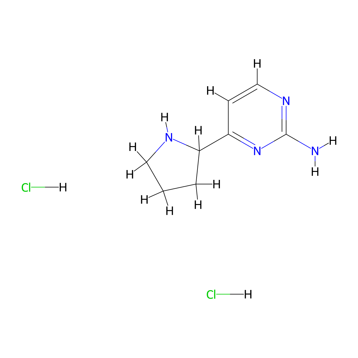 4-Pyrrolidin-2-yl-pyrimidin-2-ylamine dihydrochloride molecular structure, CAS 1361114-23-9