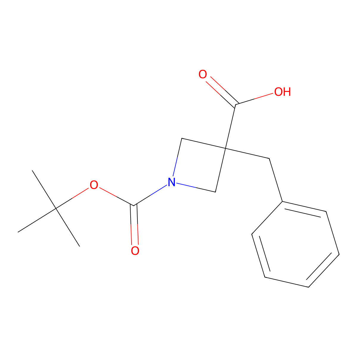 3-Benzyl-1-(tert-butoxycarbonyl)azetidine-3-carboxylic acid molecular structure, CAS 1361114-24-0