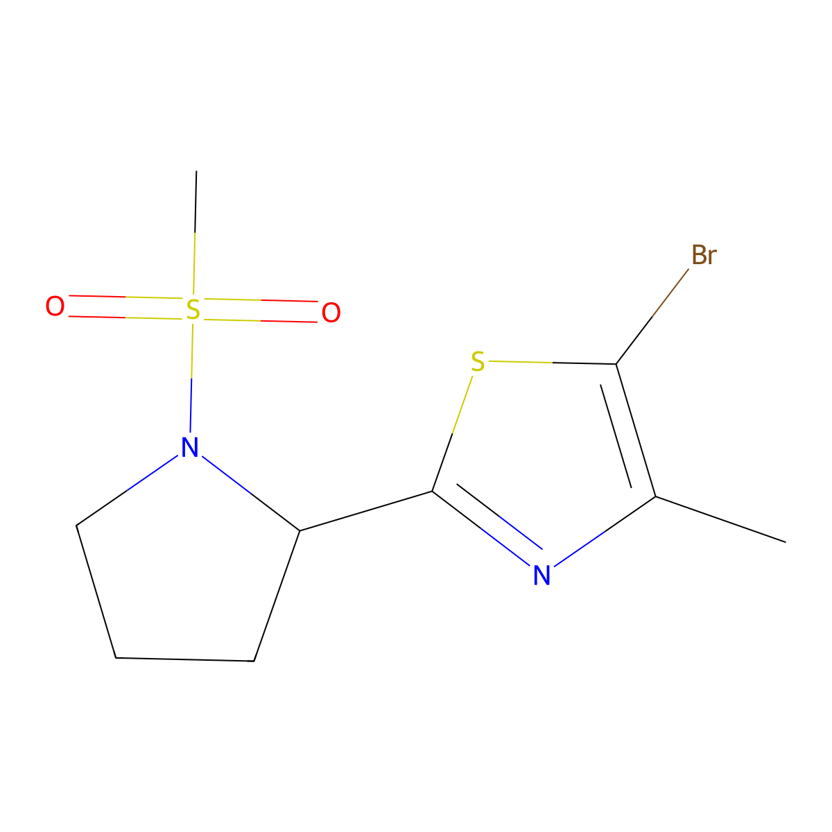 5-Bromo-4-methyl-2-(1-(methylsulfonyl)pyrrolidin-2-yl)thiazole molecular structure, CAS 1361114-25-1