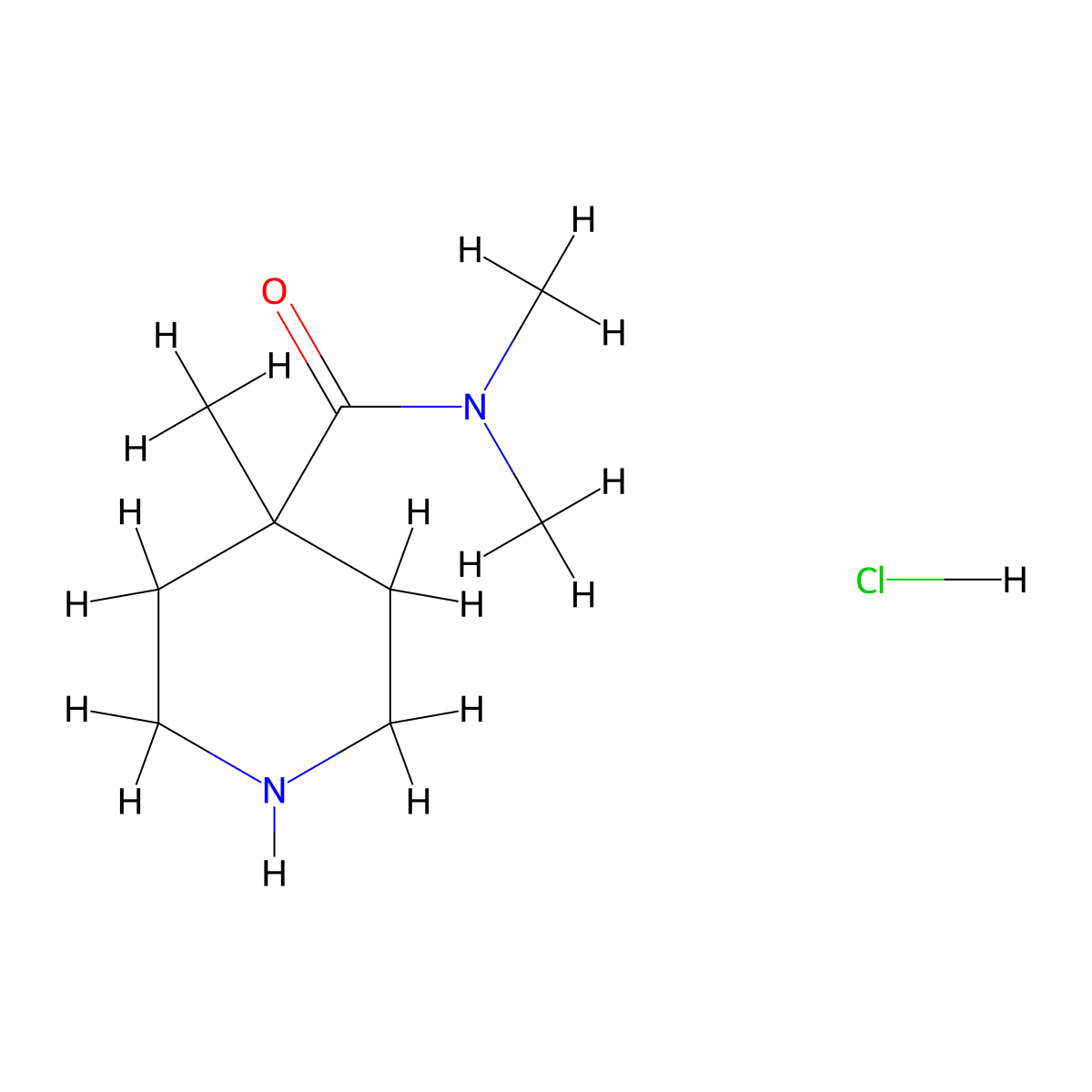 N,N,4-trimethylpiperidine-4-carboxamide hydrochloride molecular structure, CAS 1361114-28-4