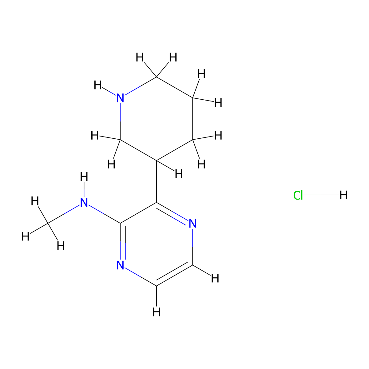 Methyl-(3-piperidin-3-yl-pyrazin-2-yl)-amine dihydrochloride molecular structure, CAS 1361114-31-9