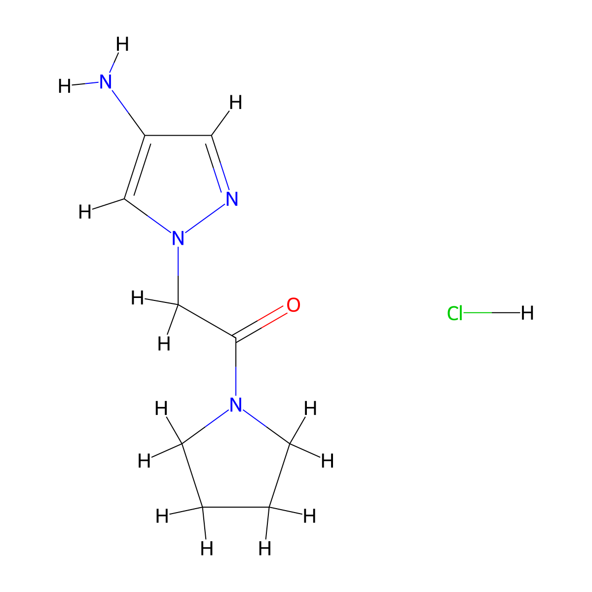 2-(4-Amino-pyrazol-1-yl)-1-pyrrolidin-1-yl-ethanone hydrochloride molecular structure, CAS 1361114-32-0