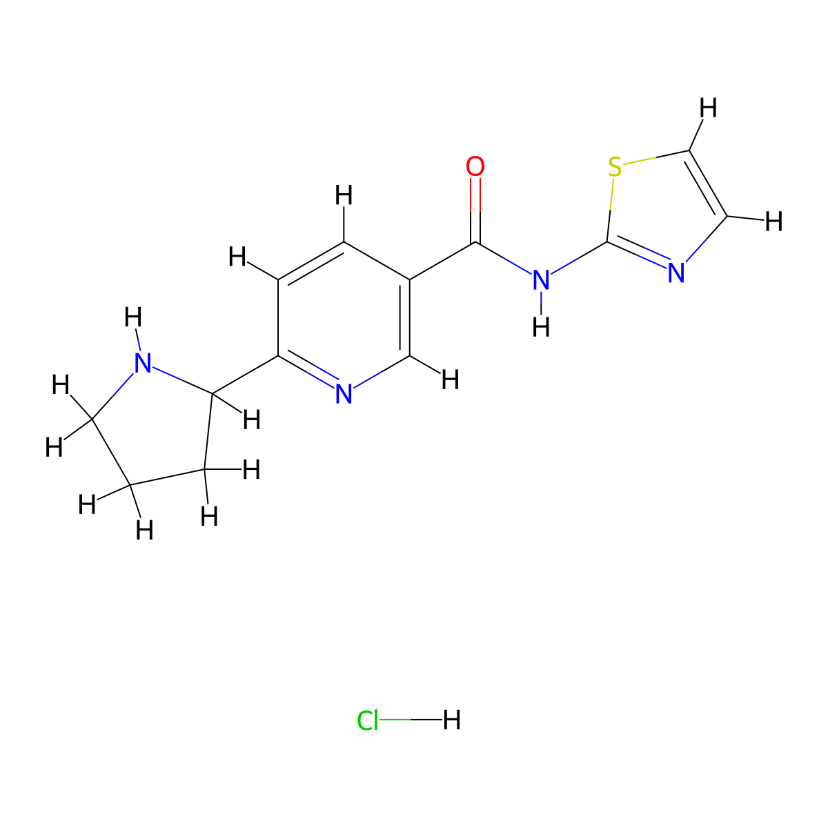 6-Pyrrolidin-2-yl-N-thiazol-2-yl-nicotinamide hydrochloride molecular structure, CAS 1361114-36-4