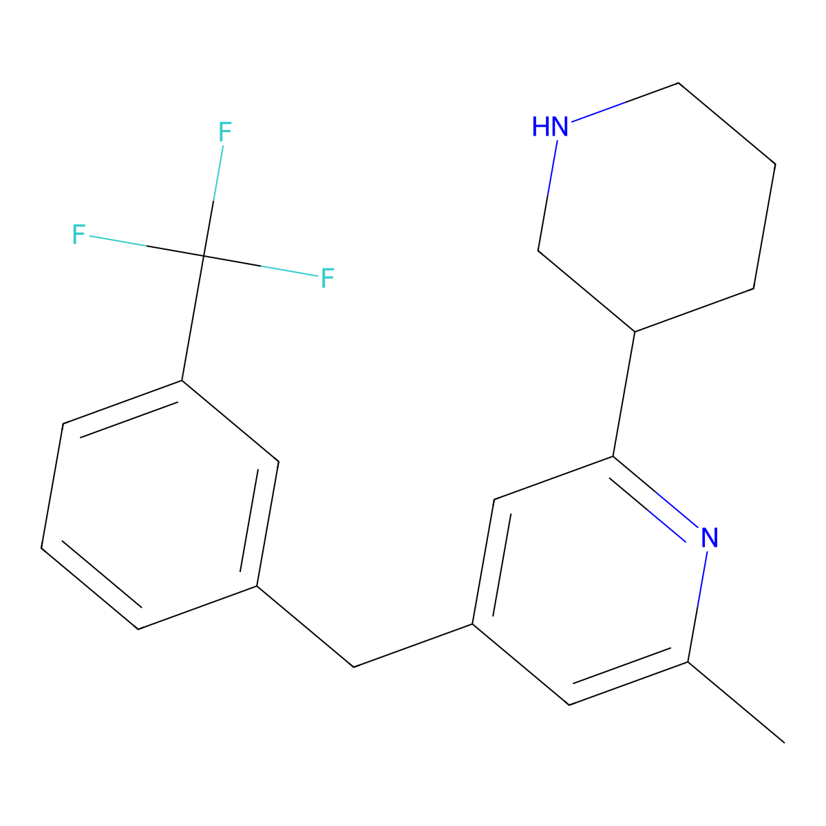 6-Methyl-4-(3-trifluoromethyl-benzyl)-1',2',3',4',5',6'-hexahydro-[2,3']bipyridinyl molecular structure, CAS 1361114-42-2