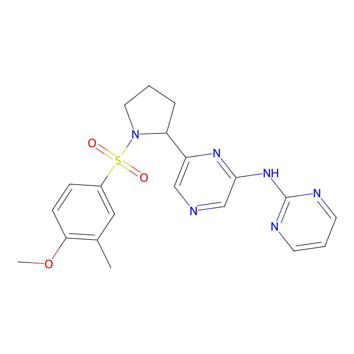 {6-[1-(4-Methoxy-3-methyl-benzenesulfonyl)-pyrrolidin-2-yl]-pyrazin-2-yl}-pyrimidin-2-yl-amine molecular structure, CAS 1361114-43-3