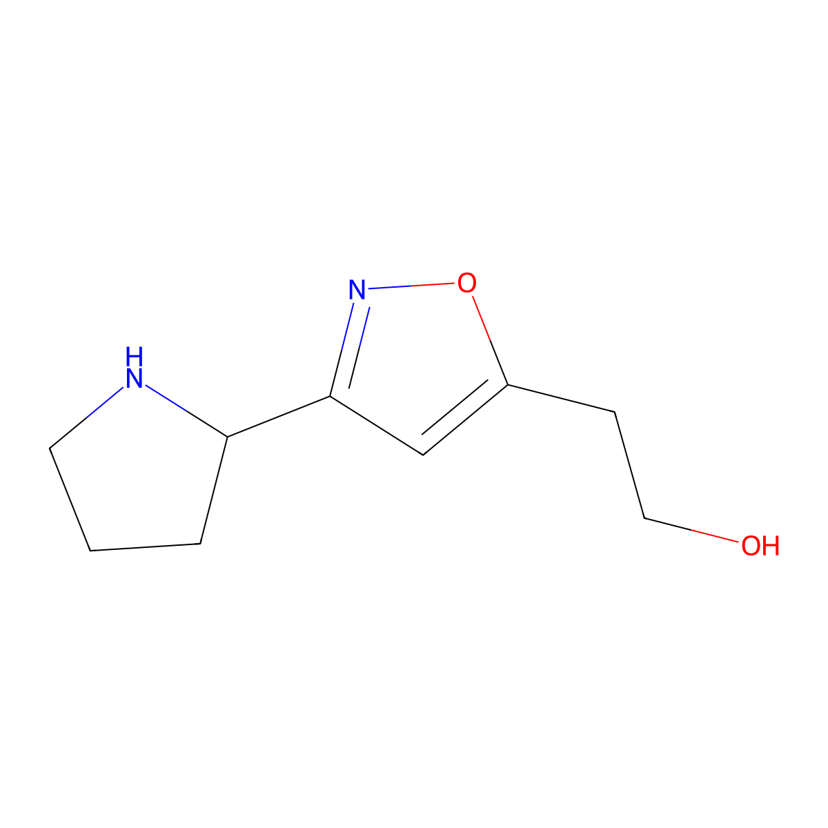 2-(3-Pyrrolidin-2-yl-isoxazol-5-yl)-ethanol molecular structure, CAS 1361114-48-8