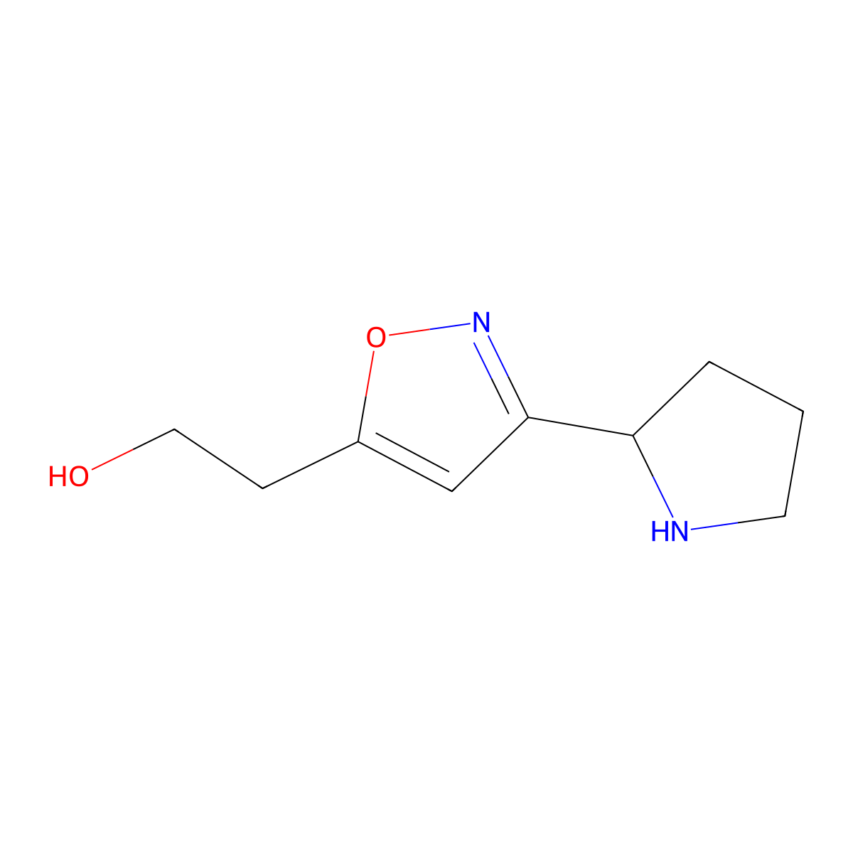 2-(3-Pyrrolidin-2-yl-isoxazol-5-yl)-ethanol molecular structure, CAS 1361114-48-8